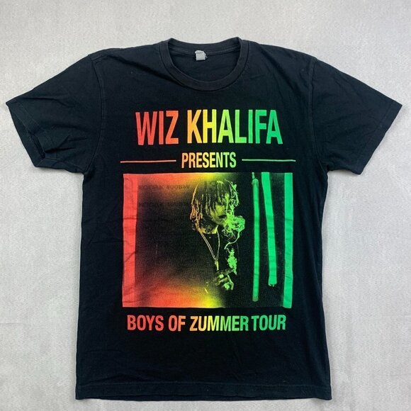 Wiz Khalifa Mens Shirt Small Black Rasta Boys Of Zummer Tour Band Tee Stoner 420 - Picture 1 of 5